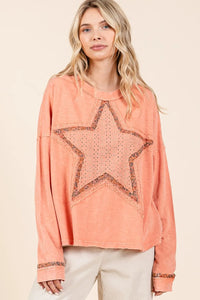 Mittoshop Mineral Wash Star Patch Long Sleeve T-Shirt - Brittney MADE