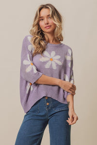 BiBi Floral Pattern Slit Sweater - Brittney MADE