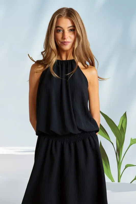 ADORA Halter Neck Smocking Waist Dress - Brittney MADE
