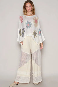 POL Flower Dropped Shoulder Long Sleeve Knit Top - Brittney MADE