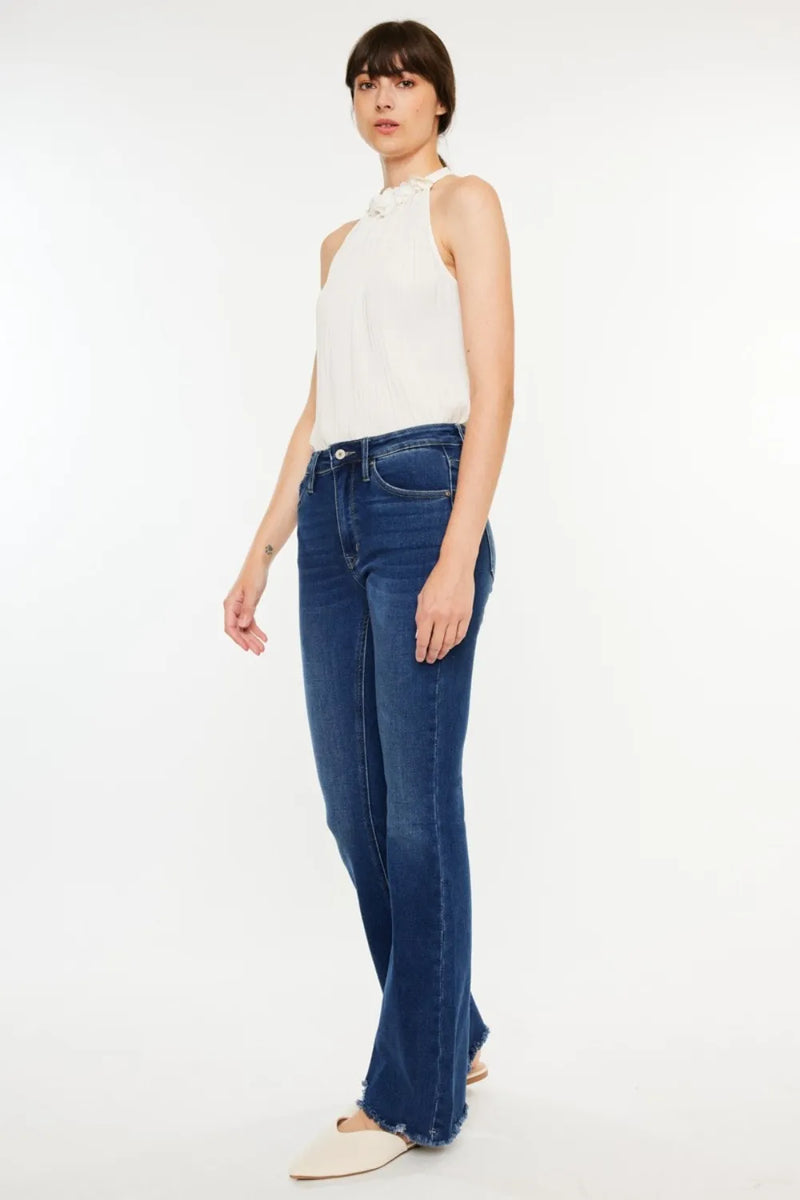 Kancan Cat's Whiskers Raw Hem Flare Jeans - Brittney MADE