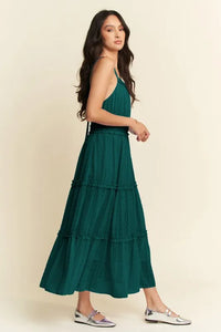 Davi & Dani Texture Swiss Dot Ruffle Square Neck Midi Dress - Brittney MADE