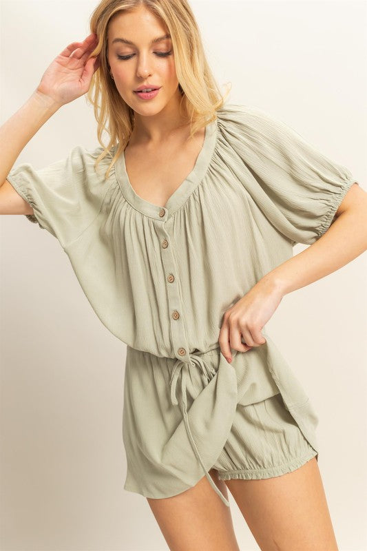 HYFVE Drawstring Hem Short Sleeve Top and Skort Set - Brittney MADE