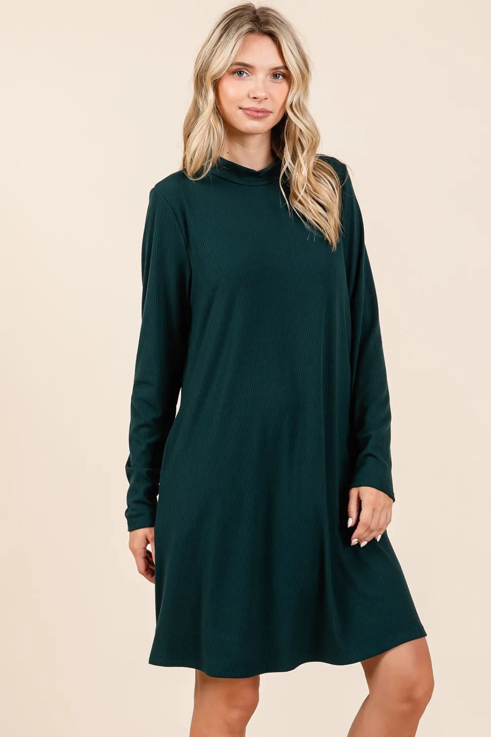 Mittoshop Mock Neck Long Sleeve Dress with Pockets - Brittney MADE