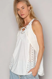 POL Lace Up Crochet Lace Tank - Brittney MADE