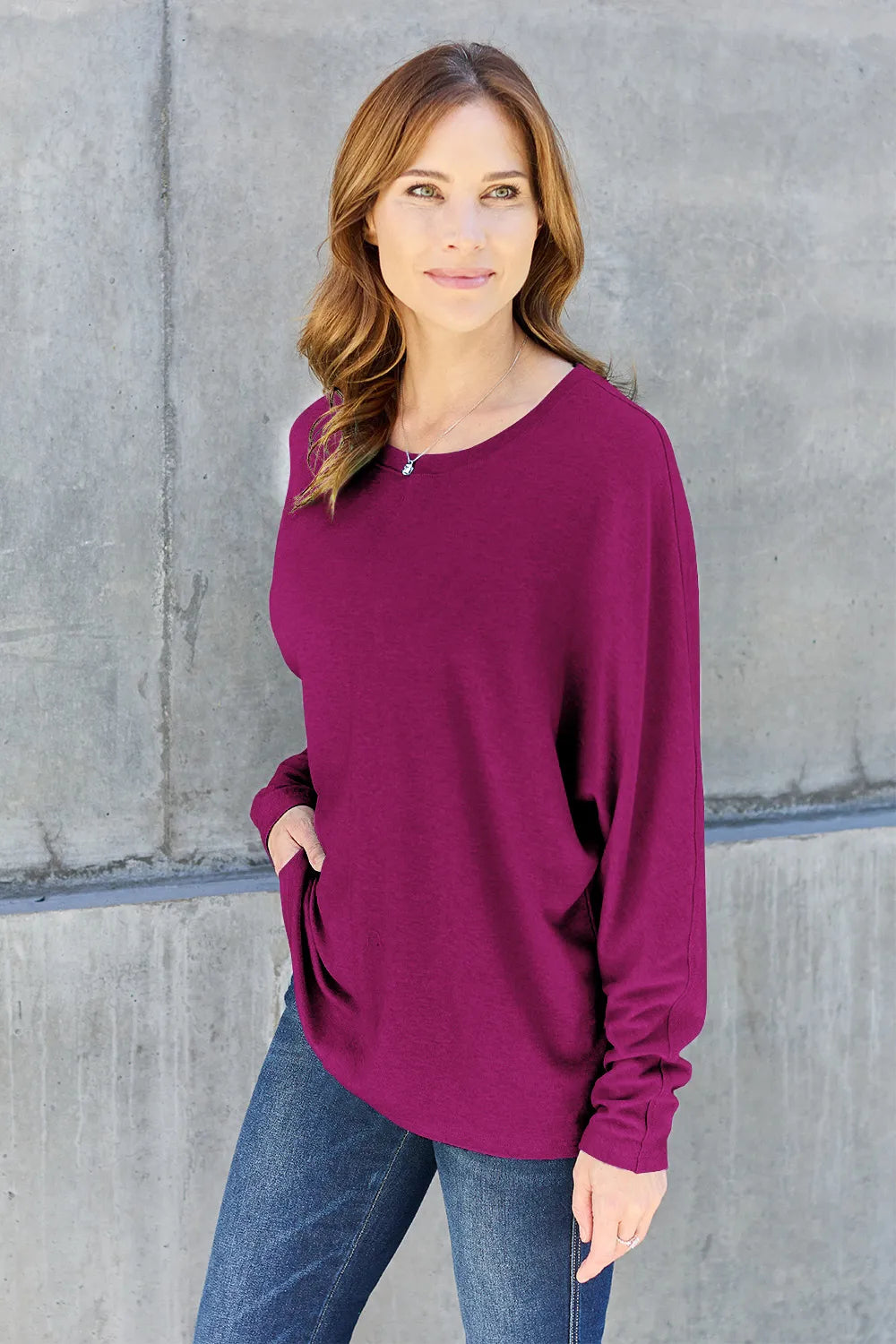 Double Take Full Size Round Neck Long Sleeve T-Shirt - Brittney MADE