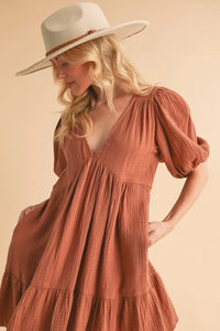 Aemi+Co Tied Back Ruffled Short Sleeve Mini Dress - Brittney MADE
