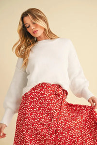 Aemi+Co Ribbed Hem Exposed Seam Round Neck Sweater - Brittney MADE