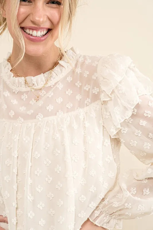 And The Why Ruffle Shoulder with Textured Woven Dress - Brittney MADE