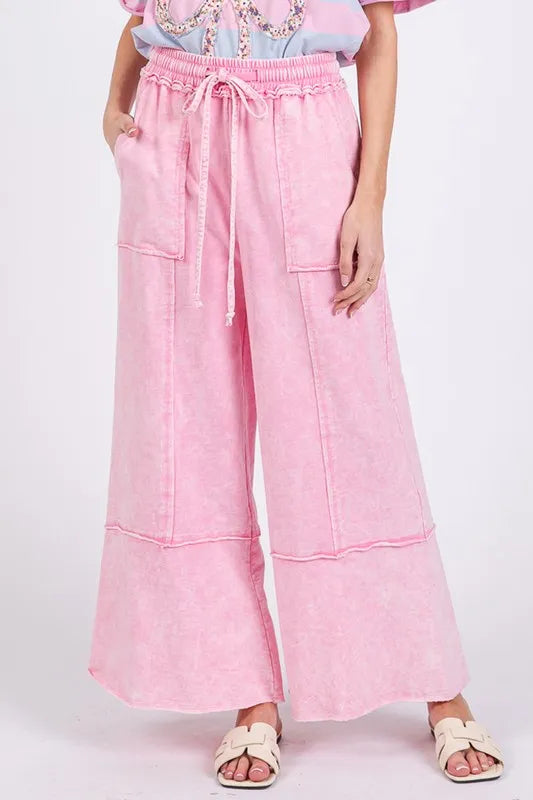 SAGE + FIG Mineral Washed Terry Wide Leg Pants - Brittney MADE