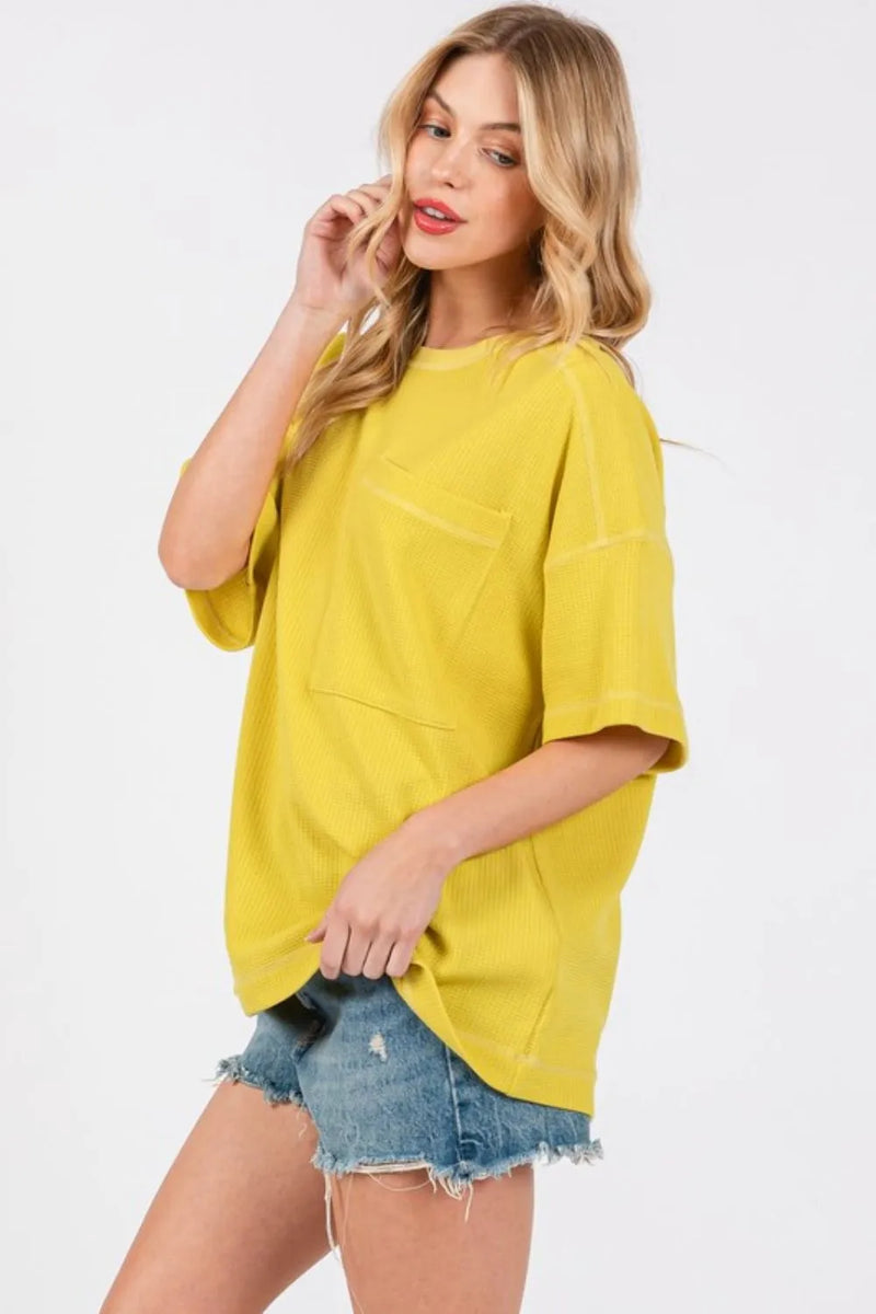 Cesfemme Textured Drop Shoulder T-Shirt - Brittney MADE