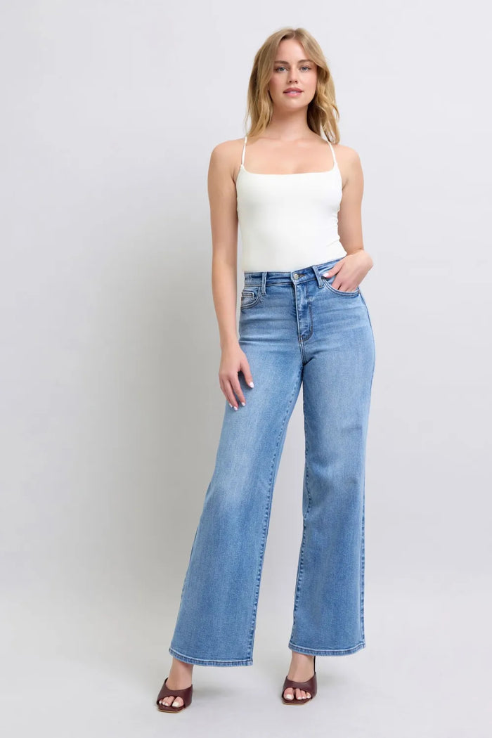 Judy Blue Full Size Wide Leg Jeans with Pockets - Brittney MADE