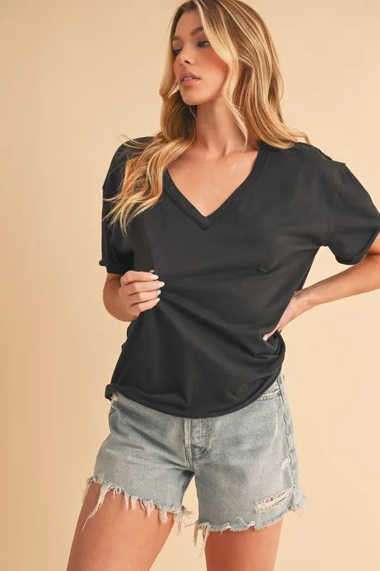 Aemi+Co V-Neck Short Sleeve T-Shirt - Brittney MADE