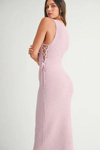 MABLE Crochet Side Lace Up Knit Midi Dress - Brittney MADE