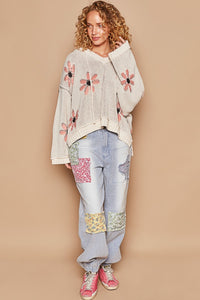 POL Floral Pattern Hooded High-Low Sweater - Brittney MADE