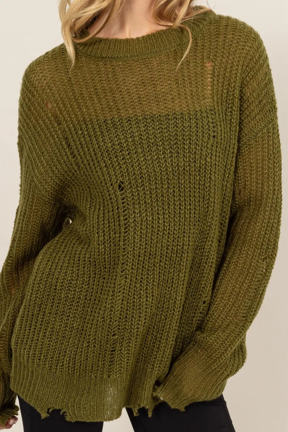 HYFVE Distressed Long Sleeve Knit Top - Brittney MADE