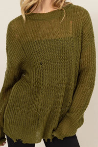 HYFVE Distressed Long Sleeve Knit Top - Brittney MADE