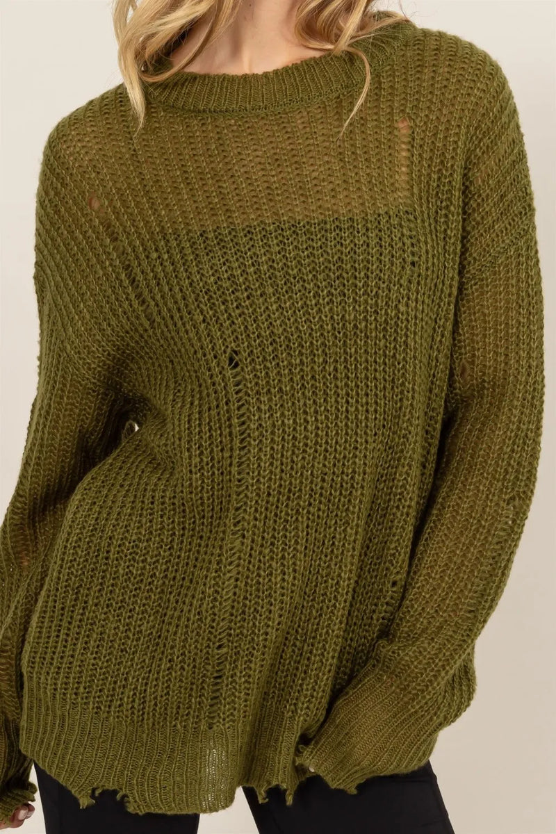 HYFVE Distressed Long Sleeve Knit Top - Brittney MADE