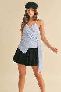 Aemi + Co Side Knotted Surplice Striped Cami - Brittney MADE