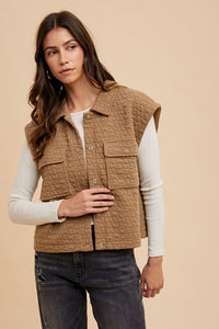 Annie Wear Puzzle Quilted Snap Down Vest Coat - Brittney MADE