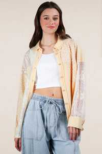 VERY J Plus Size Contrast Ribbed Knit Lace Shacket - Brittney MADE