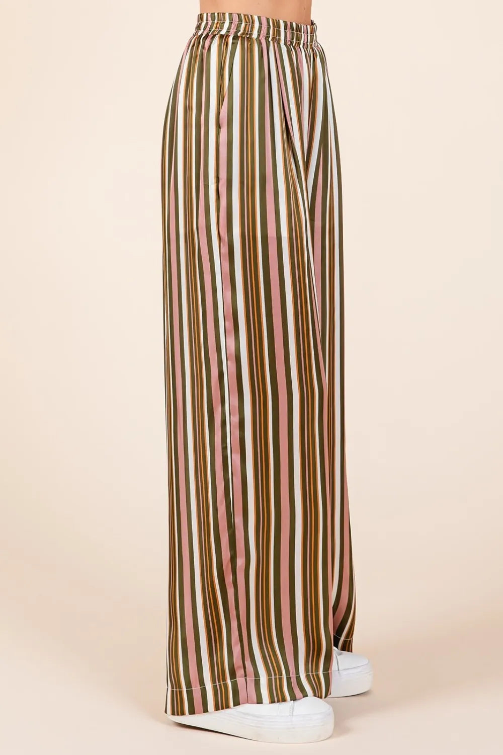 Mittoshop Striped Satin Elastic Waist Wide Leg Pants - Brittney MADE