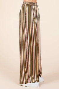 Mittoshop Striped Satin Elastic Waist Wide Leg Pants - Brittney MADE