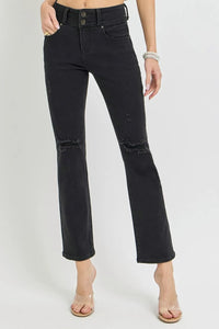 RISEN Full Size High Rise Wide Waistband Ankle Bootcut Jeans - Brittney MADE