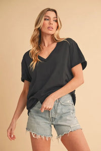 Aemi+Co V-Neck Short Sleeve T-Shirt - Brittney MADE