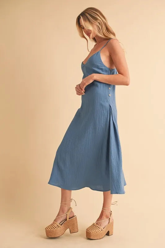 Aemi+Co Side Button Midi Cami Dress - Brittney MADE
