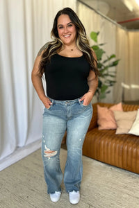 Judy Blue Full Size Medium Rise Tummy Control Destroy Flare - Brittney MADE