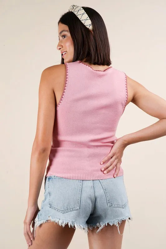 VERY J Blanket Style Sleeveless Knit Tank - Brittney MADE