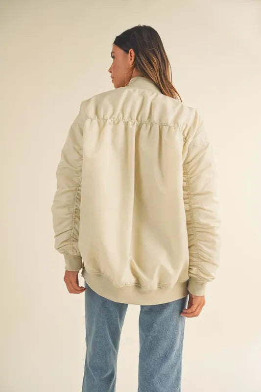 MABLE Back Ruched Utiltiy Bomber Jacket - Brittney MADE