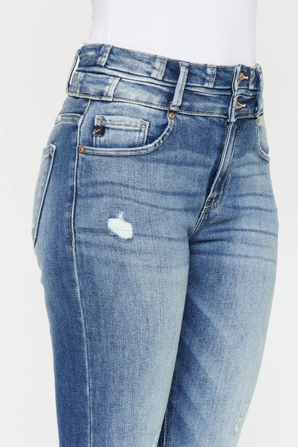 Kancan High Rise Wide Waistband Flare Jeans - Brittney MADE