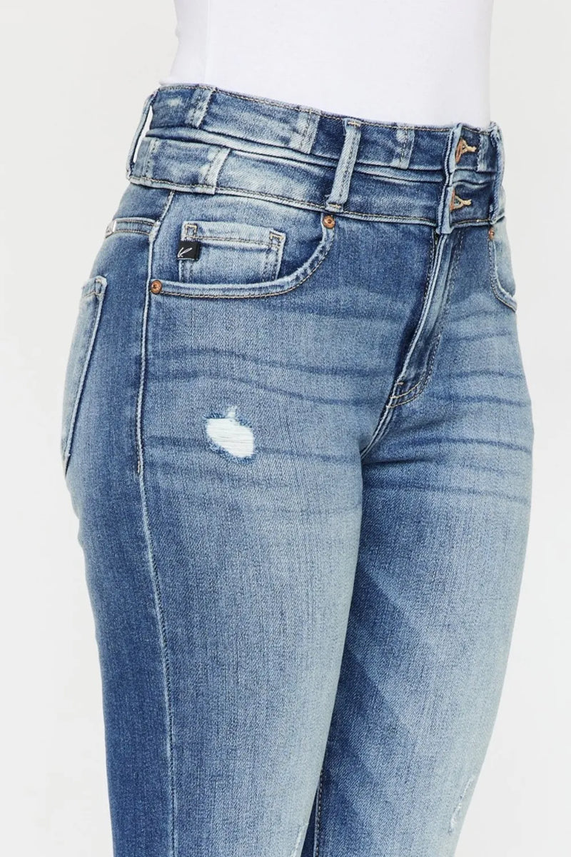 Kancan High Rise Wide Waistband Flare Jeans - Brittney MADE