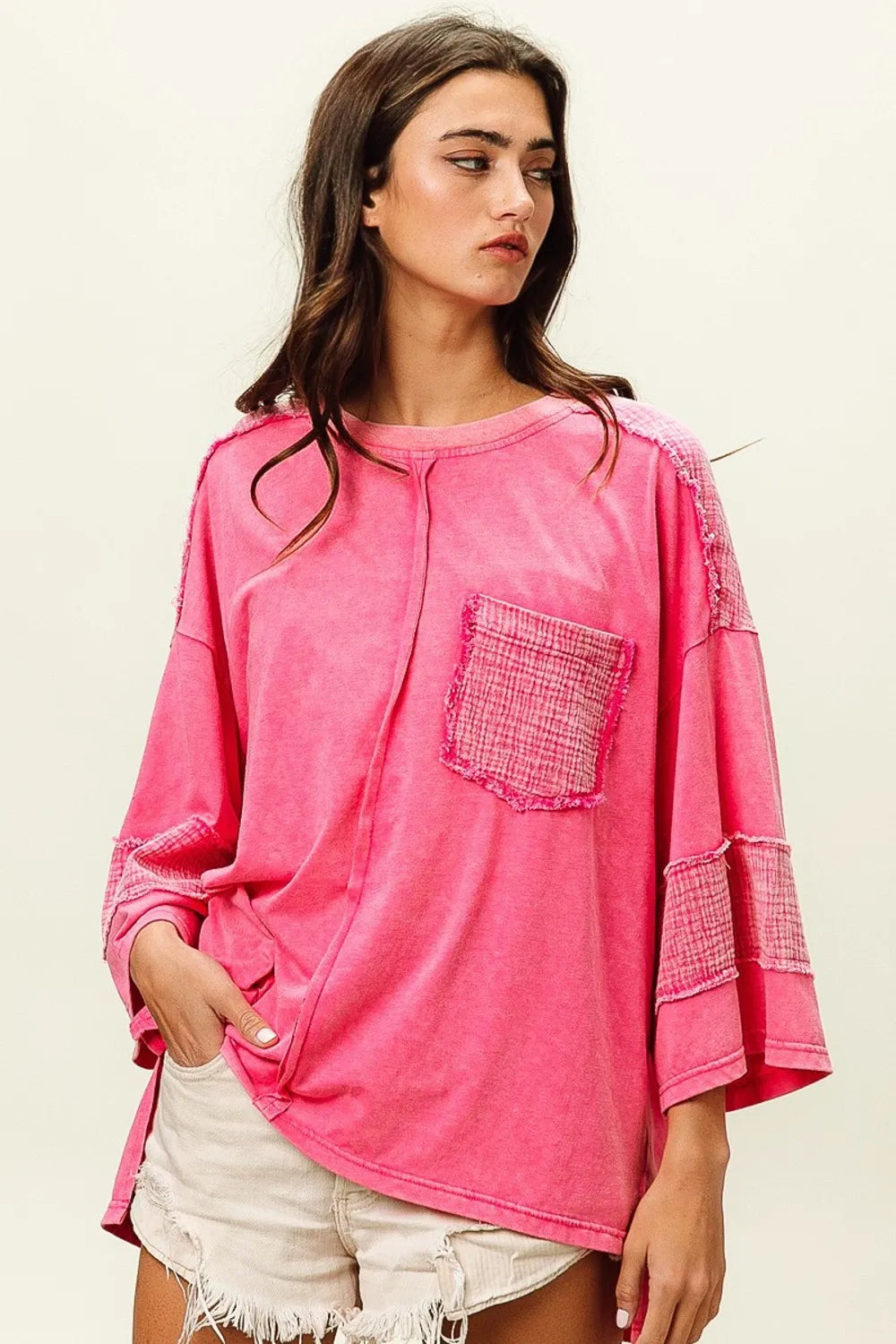 BiBi High-Low Washed T-Shirt - Brittney MADE