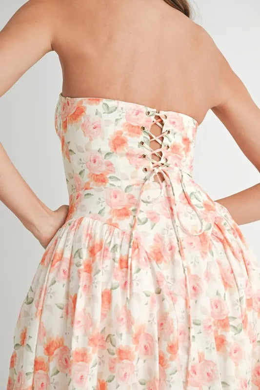 MABLE Sweetheart Neckline Floral Printed Midi Dress - Brittney MADE
