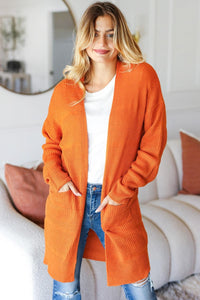 Haptics Full Size Stripe Textured Open Front Cardigan with Pockets - Brittney MADE