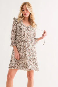 And The Why Leopard Ruffle Hem Woven Mini Dress - Brittney MADE