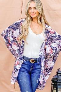 And The Why Floral Print Dolman Sleeve Kimono Cardigan - Brittney MADE