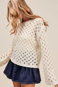 SO ME Geometric Pattern Open Knit Lightweight Sweater - Brittney MADE