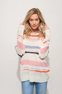 And The Why Abstract Striped Light Weight Loose Sweater - Brittney MADE