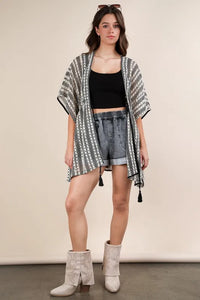 VERY J Striped Poncho Boho Cardigan - Brittney MADE