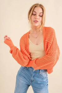 And The Why Fishnet Knitting Bolero Cardigan - Brittney MADE