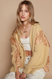 POL Quilting Patch Button Up Cable Knit Jacket - Brittney MADE