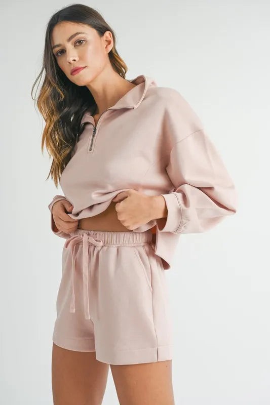 MABLE Half Zip Sweatshirt and Shorts Set - Brittney MADE