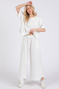 Ces Femme Half Button Half Sleeve Top and Pants Set - Brittney MADE