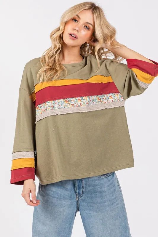 SAGE + FIG French Terry Color Block T-Shirt - Brittney MADE