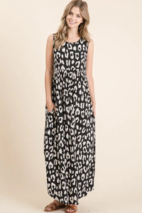 BOMBOM Leopard Maxi Dress with Pockets - Brittney MADE