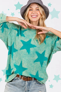 SAGE + FIG Mineral Wash Star Pattern T-Shirt - Brittney MADE